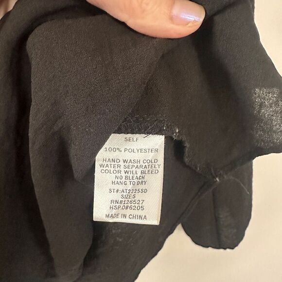 Alythea Wrap Front Sheer Black Blouse Oversized S - Picture 7 of 11